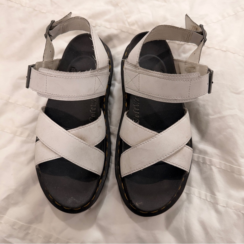Dr. Martens White Cross Sandals
